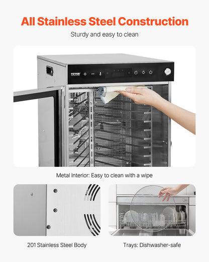 12 Trays Rotating Food Dryer Machine Stainless Steel 800W Fruit Drying