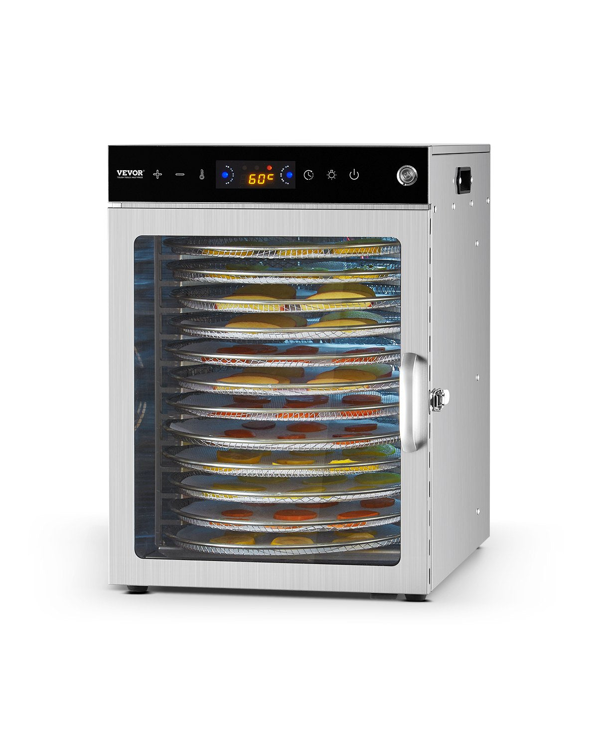 12 Trays Rotating Food Dryer Machine Stainless Steel 800W Fruit Drying