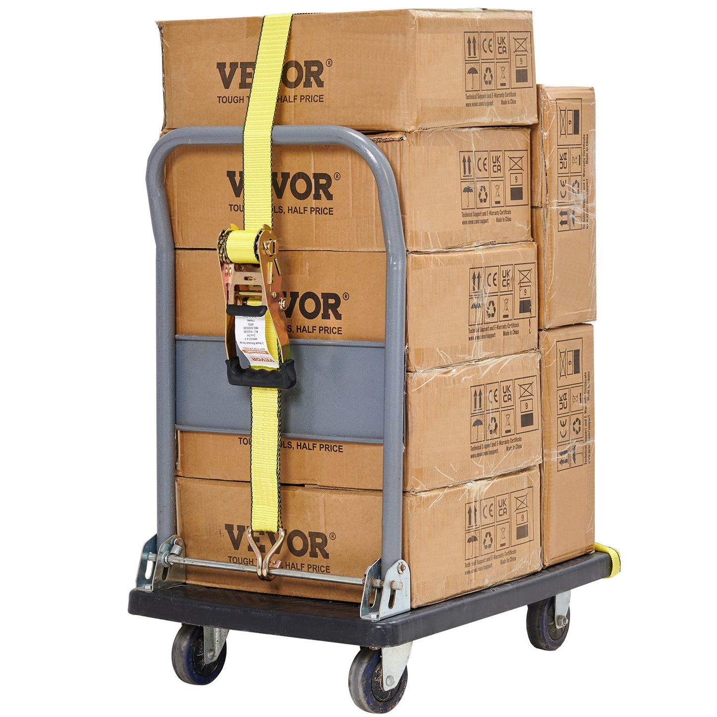 Ratschen-Spanngurte (4er-Pack), 10.000 lb Bruchfestigkeit, Doppel-J-Haken, inkl. 4 Premium-Ratschen-Spanngurte 2" x 27" mit gepolsterten Griffen, zum Transportieren sicherer Ladungen, Haushaltsgeräte, Rasengeräte