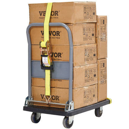 Ratschen-Spanngurte (4er-Pack), 10.000 lb Bruchfestigkeit, Doppel-J-Haken, inkl. 4 Premium-Ratschen-Spanngurte 2" x 27" mit gepolsterten Griffen, zum Transportieren sicherer Ladungen, Haushaltsgeräte, Rasengeräte