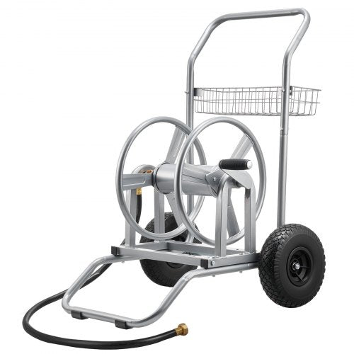 Water Hose Reel Cart, 200/300ft High-Pressure Garden Hose Cart, Hoses Reel Carts with Two Wheels, Handle & Heavy-Duty Mesh Storage Basket, Dual-Purpose Portable Hoses Reels for Garden, Car, Pet