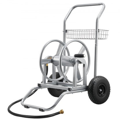 Water Hose Reel Cart, 200/300ft High-Pressure Garden Hose Cart, Hoses Reel Carts with Two Wheels, Handle & Heavy-Duty Mesh Storage Basket, Dual-Purpose Portable Hoses Reels for Garden, Car, Pet