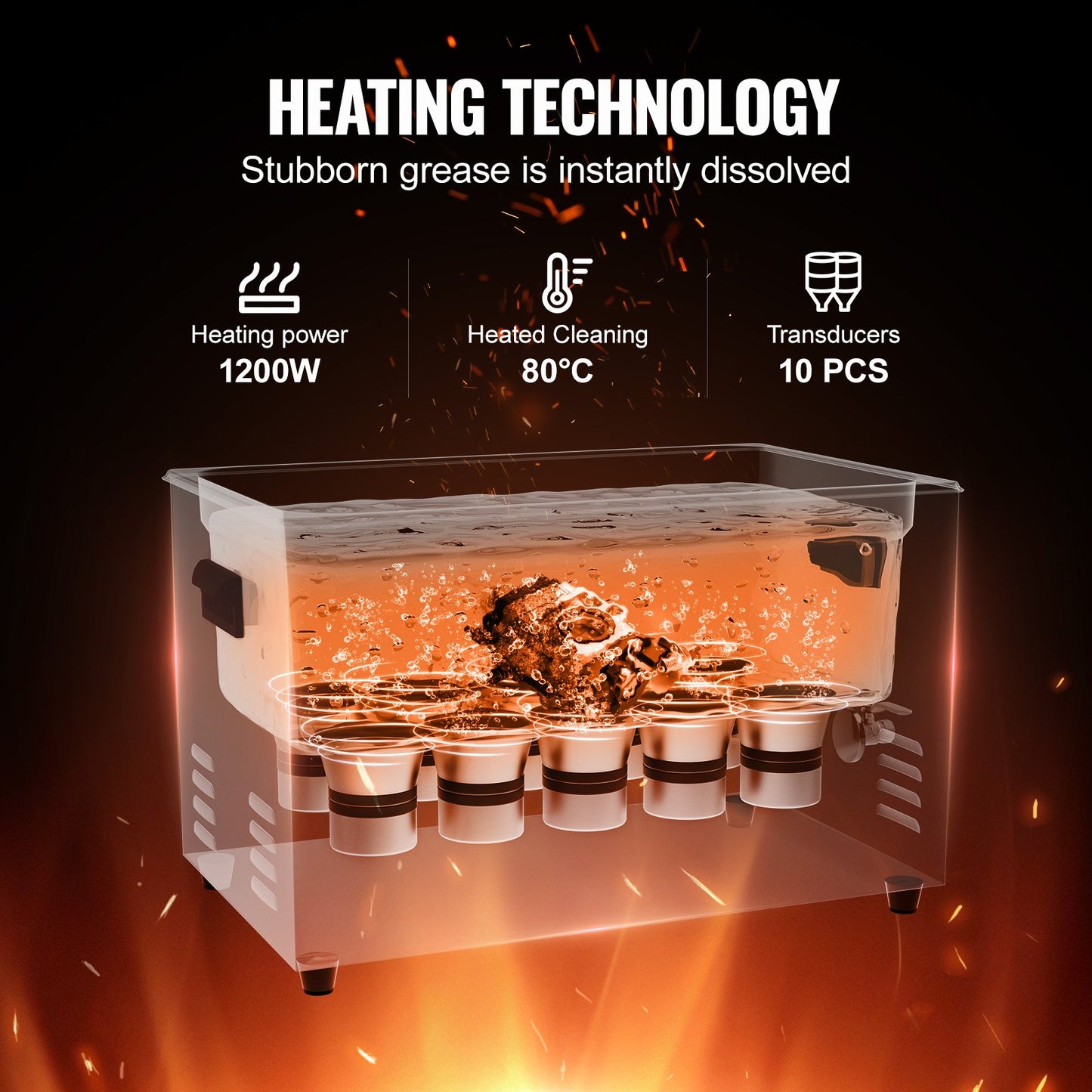 30L Ultrasonic Cleaner, 600W Digital Ultrasonic Cleaning Machine with Upgraded Degassing and Gentle Mode, 40kHz Industrial Ultrasound Cleaner with Timer and Heater for Retainer Jewelry Tools