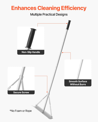 Landscape Rake, 60 inch Handle 20 inch Wide Head, Large Heavy Duty Aluminum Landscaping Level, Asphalt Rake Tool for Asphalt & Land Leveling, Concrete Paving, Sand Flattening, No Teeth