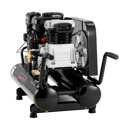 9 Gallon Twin-Tank Gas Powered Air Compressor, 6.5HP 9CFM Gas Driven Air Compressor Tank on Wheel, Max 115PSI Piston Pump Air-Compressed System for Tire Inflation, Auto Repairs, Spray Painting