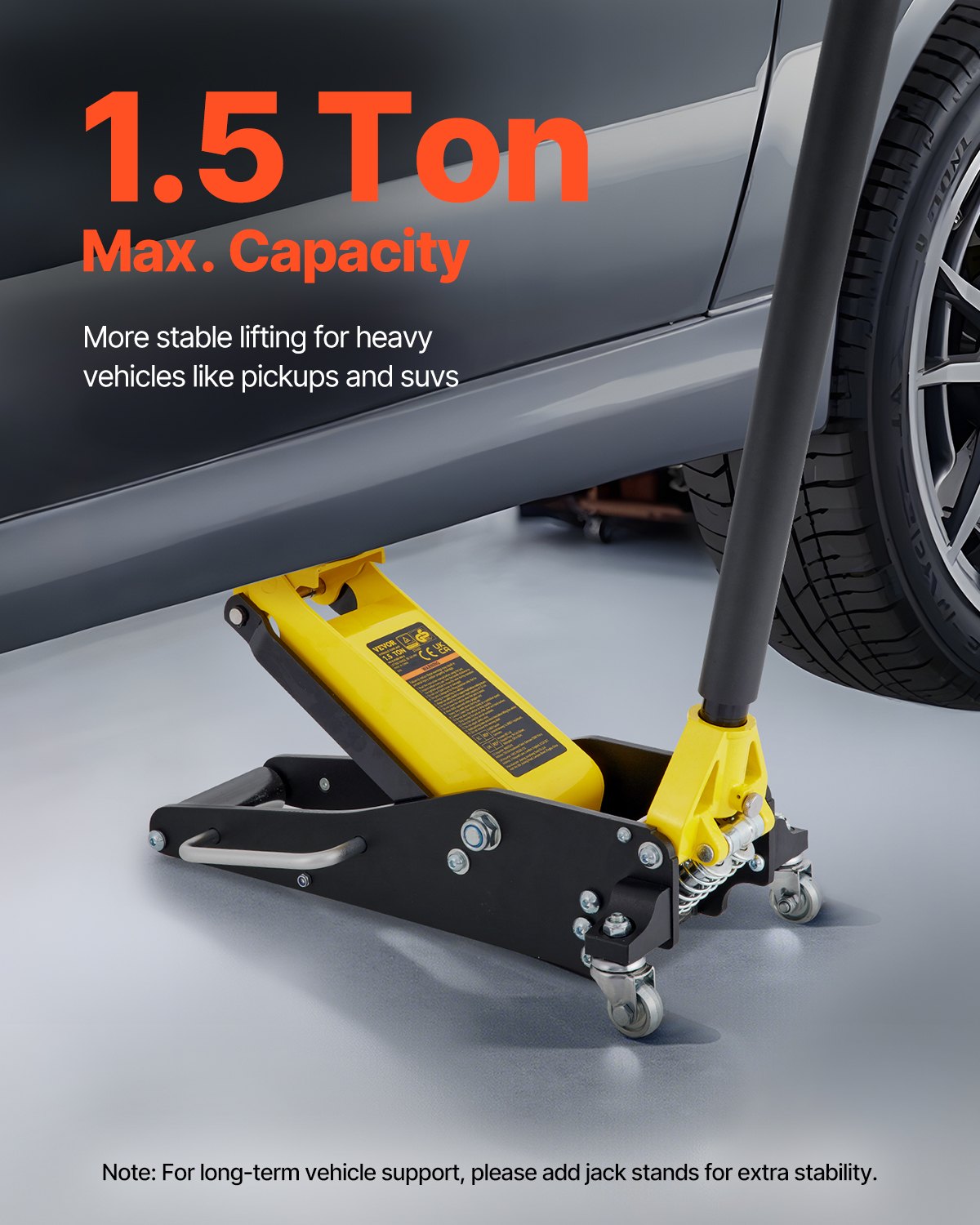 Floor Jack, 1.5 Ton Low Profile Floor Jack, Aluminum and Steel Racing Floor Jack with Dual Pistons Quick Lift Pump, Floor Jack Lifting Range 3-3/20"-14-10/27"