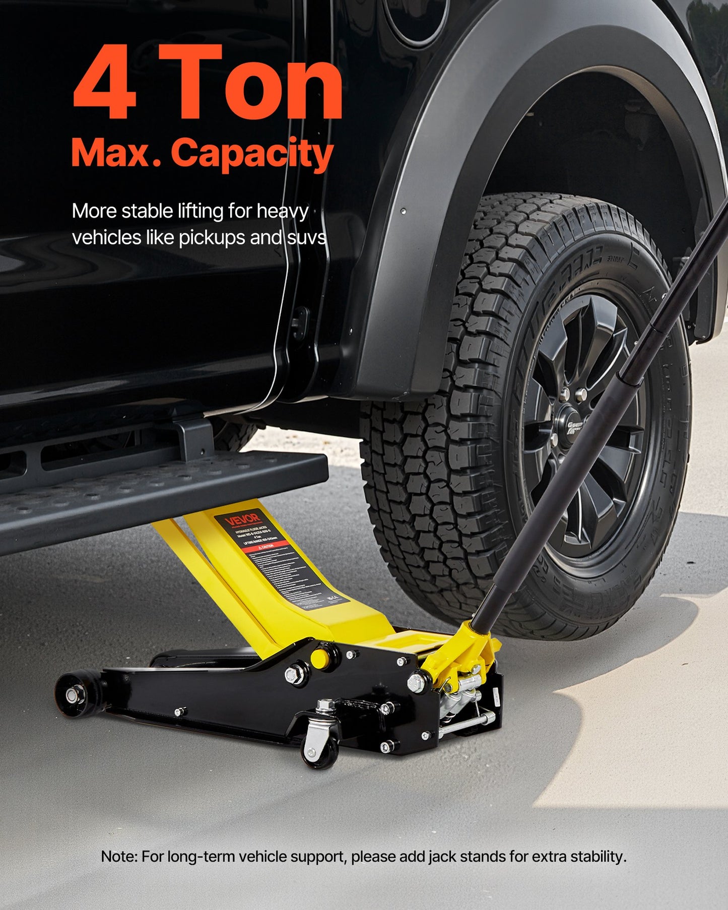 Low Profile Floor Jack, 4 Ton (8818 lbs) Capacity, Steel Racing Floor Jack with Dual Pistons Quick Lift Pump, Hydraulic Trolley Car Lift for Sport Utility Vehicle, Lifting Range 3.9-21.5 Inches