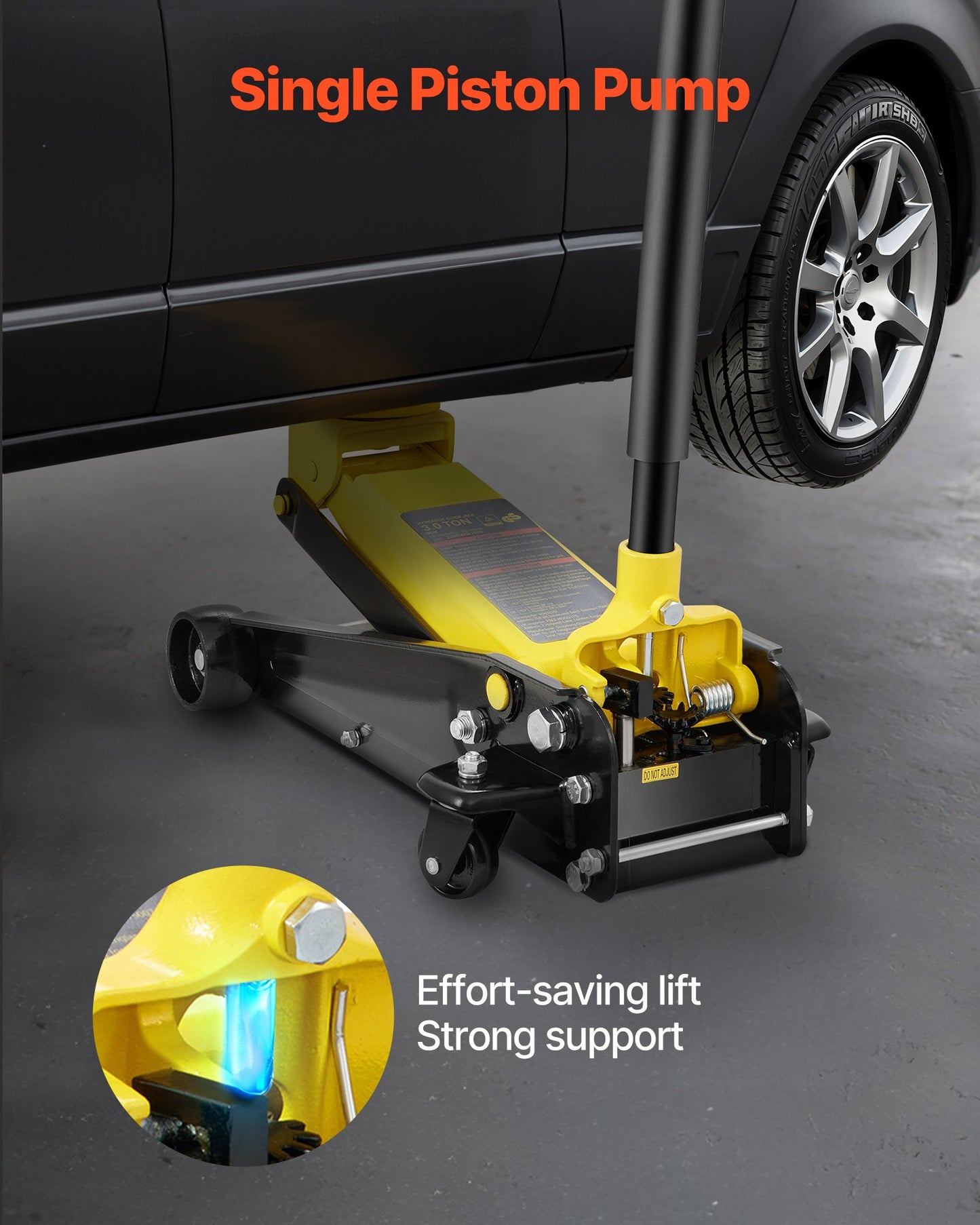 Floor Jack, 3 Ton Low Profile Floor Jack, Heavy-duty Steel Racing Floor Jack with Single Piston Quick Lift Pump, Floor Jack Lifting Range 5.12"-20"