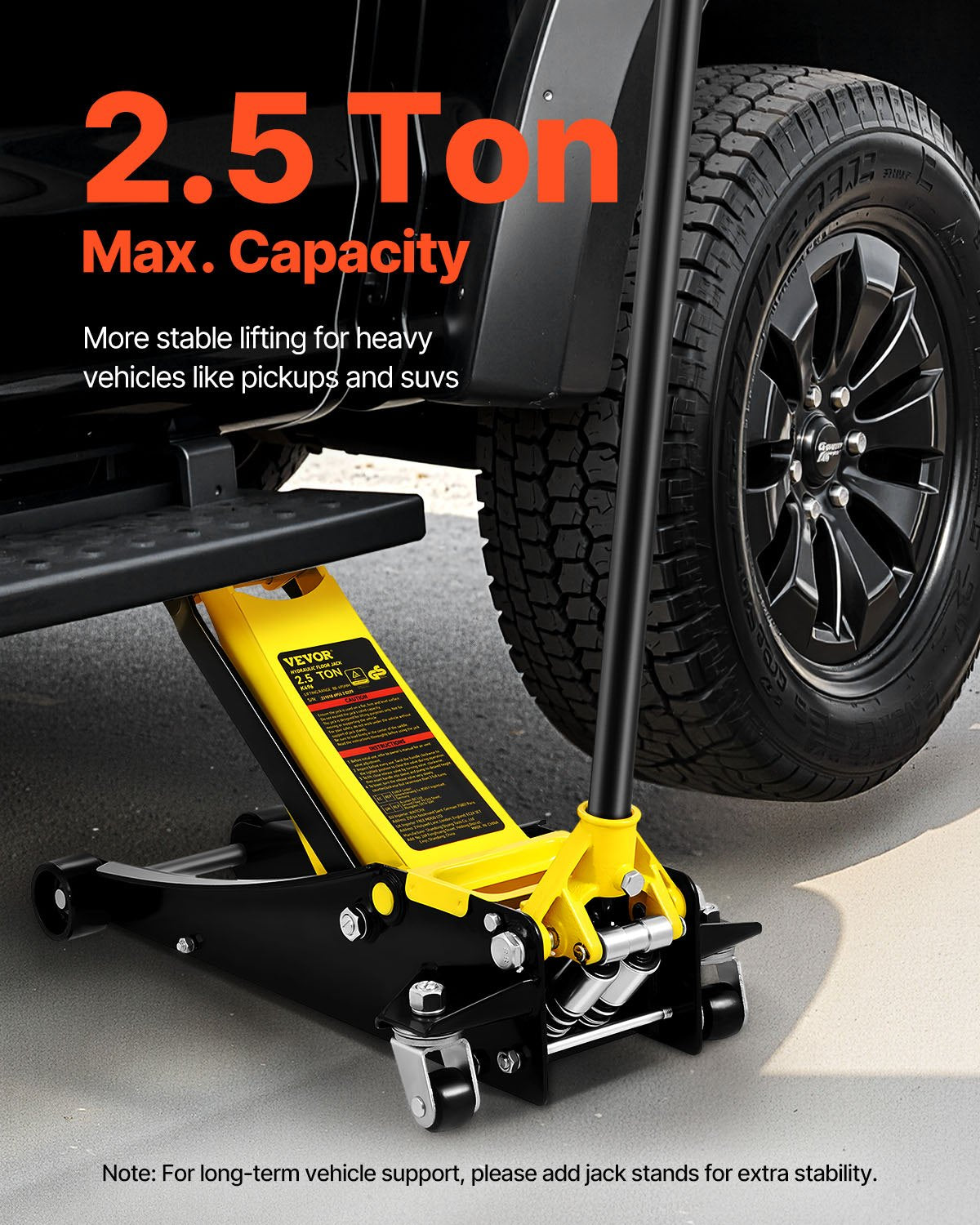 Floor Jack, 2.5 Ton Low Profile Floor Jack, Heavy-duty Steel Racing Floor Jack with Dual Pistons Quick Lift Pump, Floor Jack Lifting Range 3.64"-19.49"