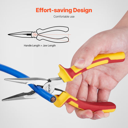 2-Piece Needle Nose Pliers, 8 in Long Needle Nose Plier and 6 in Small Needle Nose Plier, 45 Steel and TPR Handle, for Wire Wrapping, Handmade Craft, Jewelry Making Supplies, Repairing