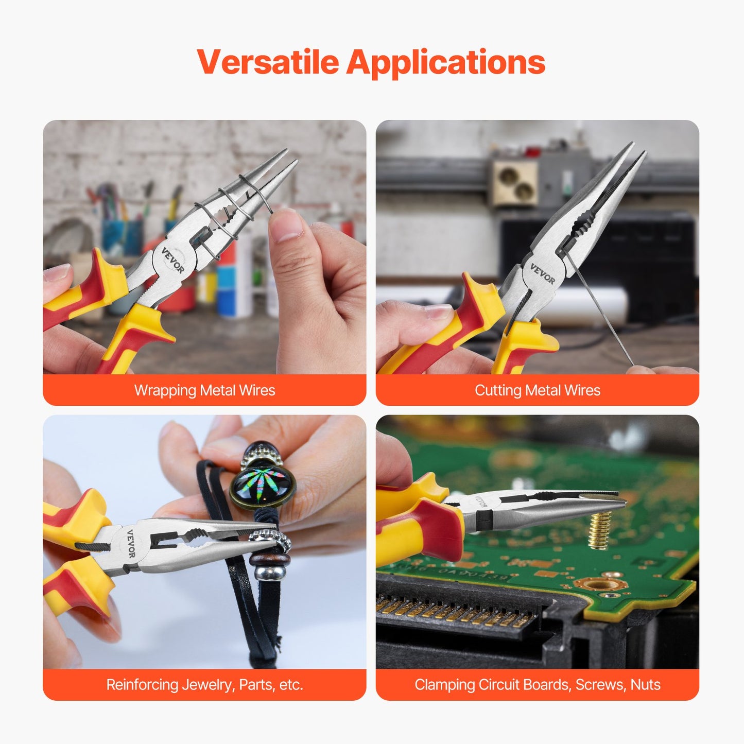 2-Piece Needle Nose Pliers, 8 in Long Needle Nose Plier and 6 in Small Needle Nose Plier, 45 Steel and TPR Handle, for Wire Wrapping, Handmade Craft, Jewelry Making Supplies, Repairing