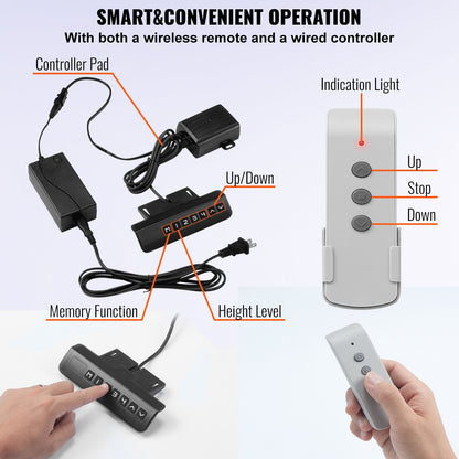 Automated TV Elevator, 39.4" Stroke, Supports 32-70" TVs, Adjustable Height 28.74-68.11", Remote Controlled, Max Load 154 lbs