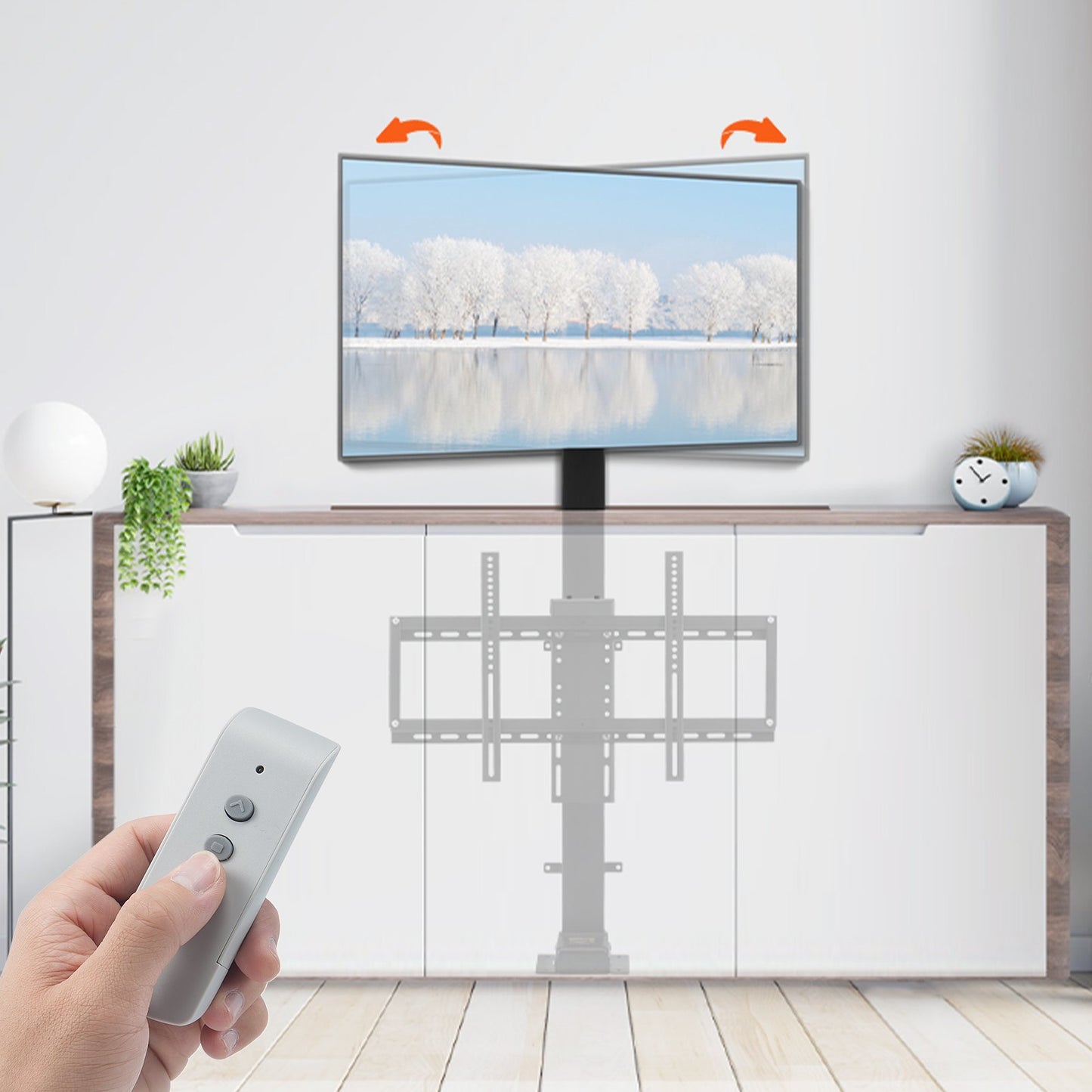 Motorized TV Lift with Swivel, Adjustable Height 28.74-68.11 Inch for 32-70 Inch TVs, Remote Controlled, 154 Lbs Capacity, Manual Left/Right Swivel 30°