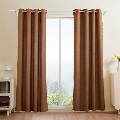 Natural Linen Curtains, 52 x 84 inch 2 Panels Set, Grommet Light Filtering Thick Flax Textured Linen Drapes, Privacy Burlap for Living Room, Bedroom, Farmhouse, Sunroom, Office Window Curtain