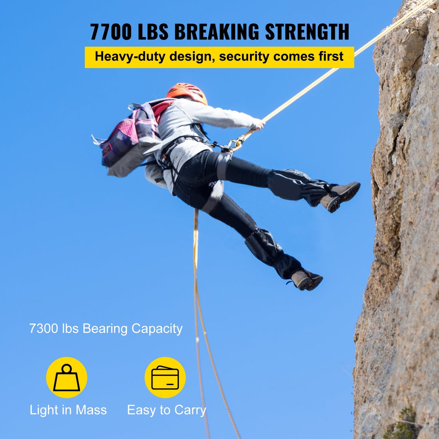 Double Pulley Block & Rope Kit, 1/2 inch x 98 ft Braided Line, Dual Pulley Rigging System, 35 kN Breaking Strength for Tower Work, Hoisting, Training & Outdoor Applications