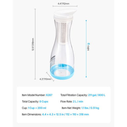 vattenfilterkanna 6 koppar glasvattenfilterkanna 211 gallon