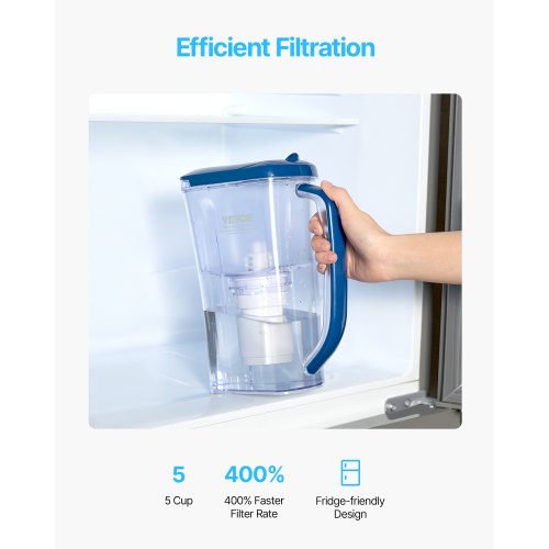 Water Filter Pitcher 9 Cups 5-Stage Water Filtration Pitcher 40 Gallon