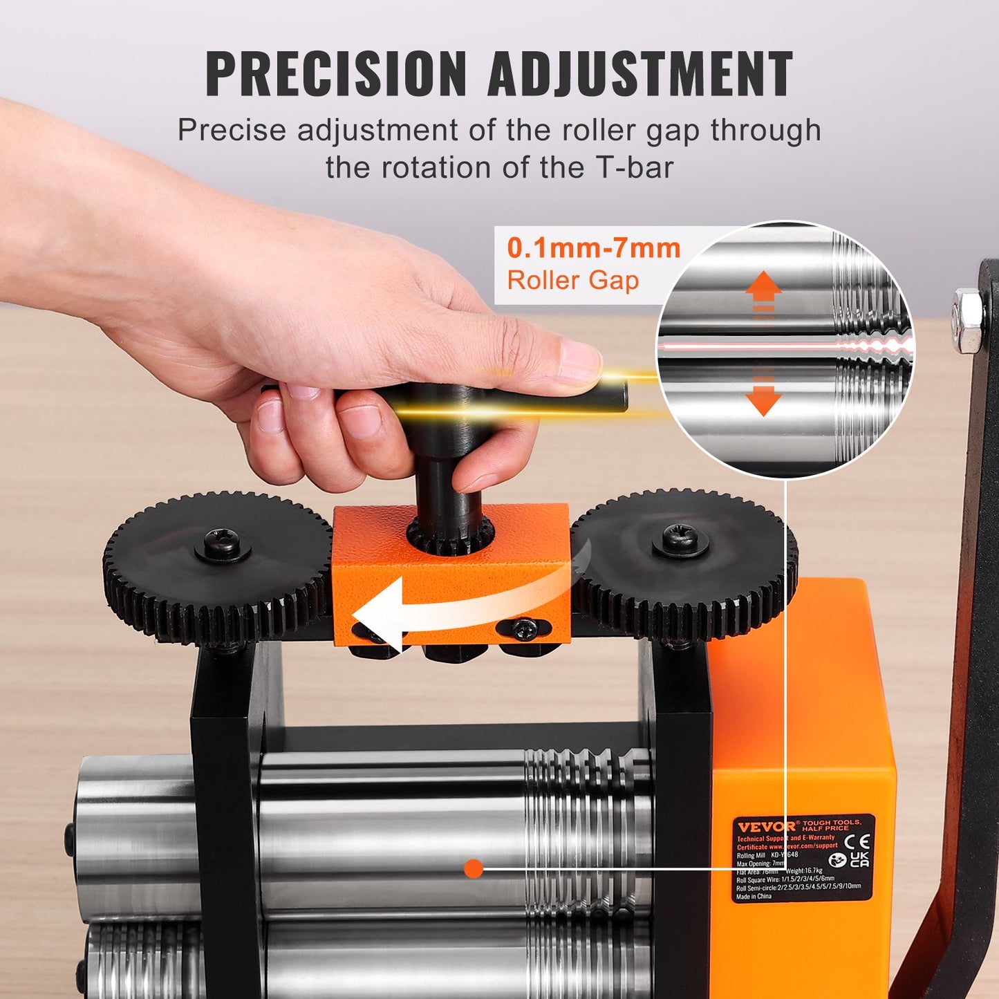 Valsverk, 3"/76 mm smyckesvalsverksmaskin, 1:2 utväxlingsförhållande, 3-i-1 multifunktionsvalsverk, 0,1-7 mm presstjocklek för tillverkning av metallsmycken Plåt fyrkantig tråd halvcirkelmönster