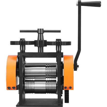 Valsverk, 1,77"/45 mm smyckesvalsmaskin, 1: 2,4 utväxlingsförhållande, 3-i-1 multifunktionsvalsverk, 0-6 mm presstjocklek för tillverkning av metallsmycken Plåt fyrkantig tråd halvcirkel