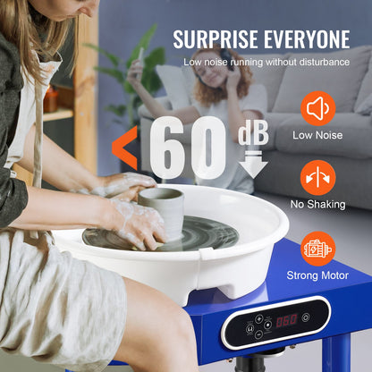 Keramikhjul 9,8 tum Keramiskt hjul Fotpedal Skulpteringsverktyg Förkläde 350W