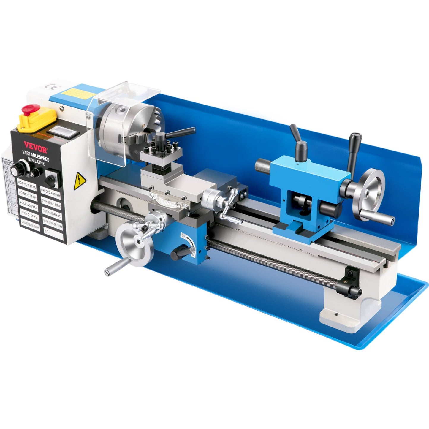 Compact Metal Lathe, 7"x14", Desktop Metalworking Lathe, 550W, Adjustable Speed up to 2250 RPM, Includes 3-jaw Chuck and Digital Display, Precision Crafting Lathe with Tool Box for Metalworki
