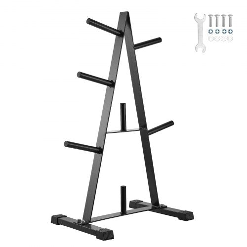 Weight Plate Rack, A Frame Weight Plate Tree for 1-Inch Weight Plates, Standard Weight Plate Tree, 500 lbs Load Capacity Weight Storage Holder, Home Gym Barbell Rack Storage Stand, Black