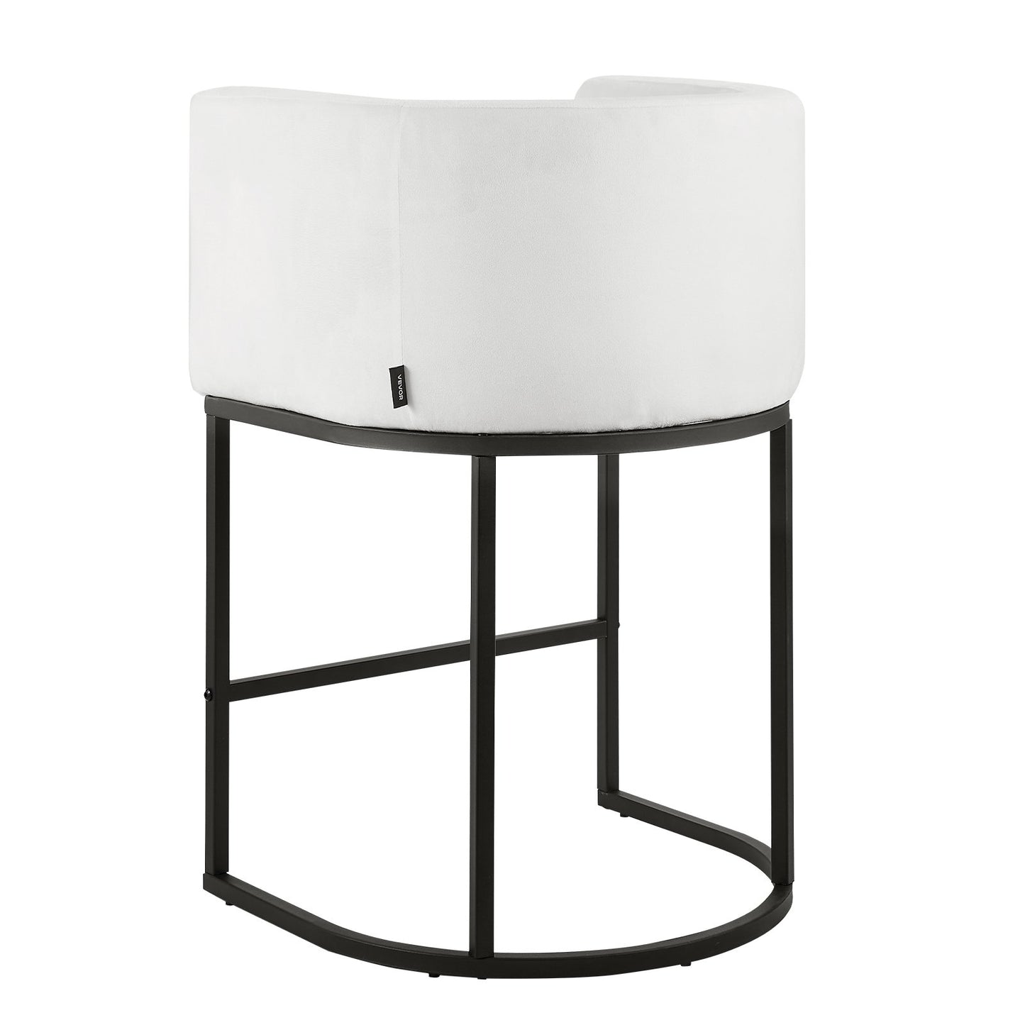 Bar Stool Set of 3, 25 inch Counter Height Stools, Counter Barstool with Backrest, Arm, Metal Frame, and Footrest, Accent Fabric Bar Chair, Island Barstools for Kitchen, Dining Room, White