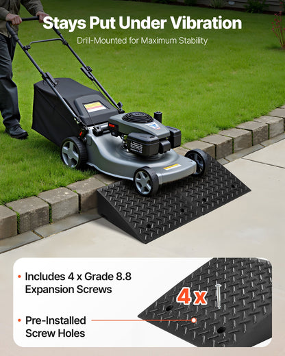 Driveway Curb Ramp, 7000 lbs Load Capacity, 7 Inches Rise Height Heavy Duty Curbside Bridge Ramp with Drainage Tank for Wheelchairs, Strollers, Motorcycles, Cars, Lawn Mowers & Trailers, 2 Pack