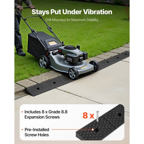 Gummiramp, 15 ton lastkapacitet, 50,8 mm stigningshöjd, kraftig tröskelramp i gummi med dräneringstank för rullstolar, barnvagnar, motorcyklar, bilar, gräsklippare och släpvagnar, 2-pack |  EU