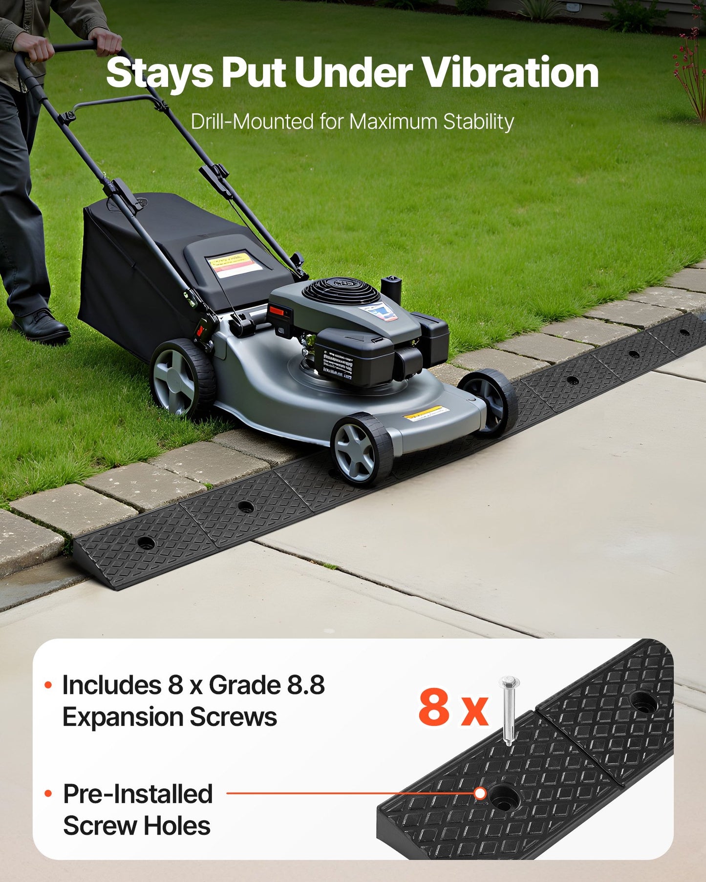 Rubber Curb Ramp, 33069 lbs Load Capacity, 2 Inches Rise Height Heavy Duty Rubber Threshold Ramp with Drainage Tank for Wheelchairs, Strollers, Motorcycles, Cars, Lawn Mowers & Trailers, 2 Pack