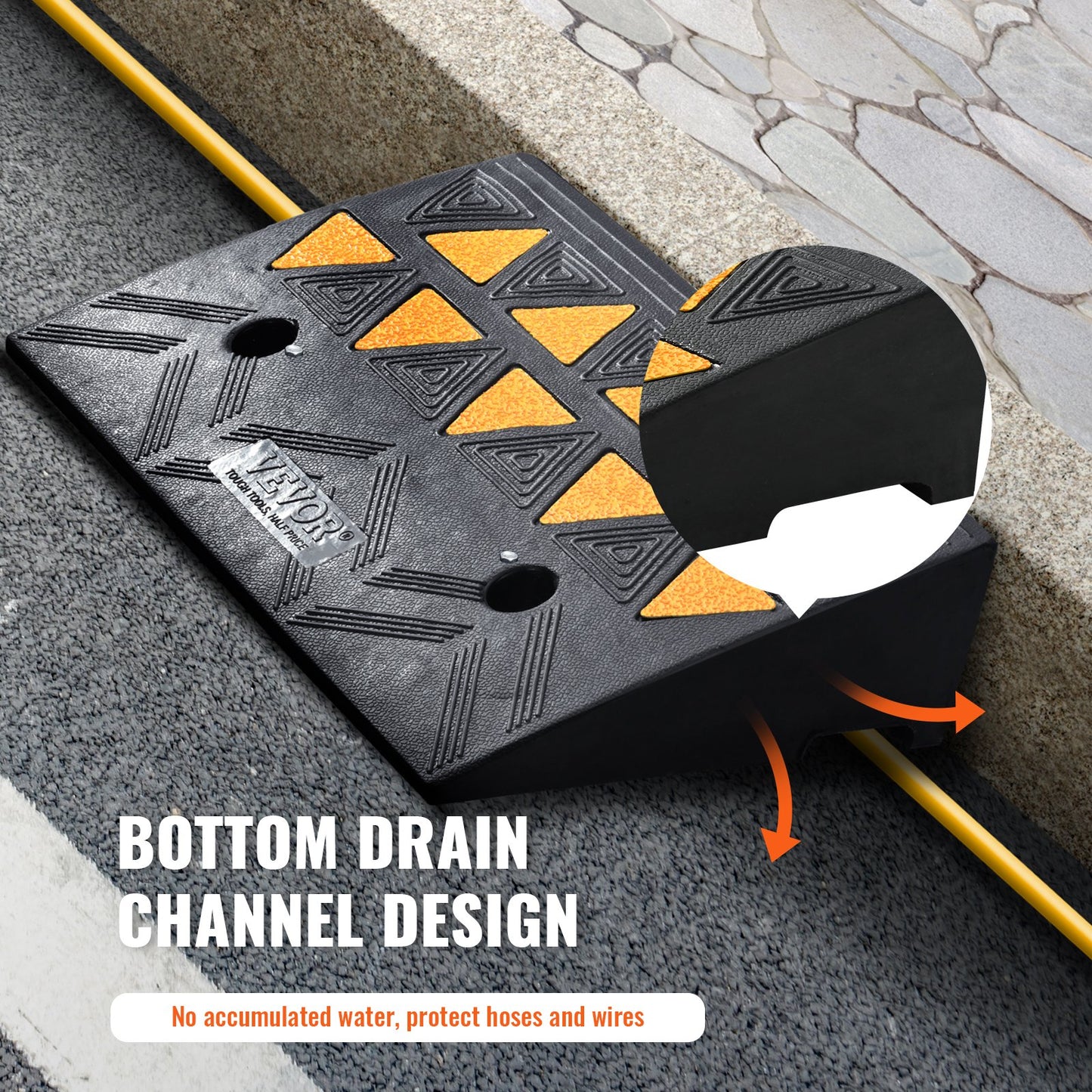 Rubber Curb Ramp 4.25" Rise Height Sidewalk Curb Ramp, 11.8" Width 19.7" Length Driveway Ramp for Curb, 15T Heavy Duty Rubber Ramp for Forklifts, Trucks, Buses, Cars, Wheelchairs, Bikes