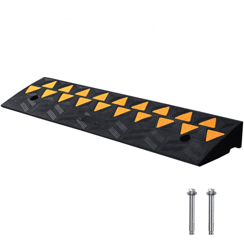 Rubber Curb Ramp 3.7" Rise Height Sidewalk Curb Ramp, 10" Width 39.4" Length Driveway Ramp for Curb, 15T Heavy Duty Rubber Ramp for Forklifts, Trucks, Buses, Cars, Wheelchairs, Bikes