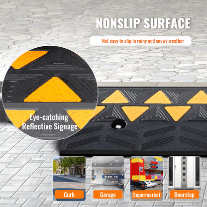 Rubber Curb Ramp 3.7" Rise Height Sidewalk Curb Ramp, 10" Width 39.4" Length Driveway Ramp for Curb, 15T Heavy Duty Rubber Ramp for Forklifts, Trucks, Buses, Cars, Wheelchairs, Bikes