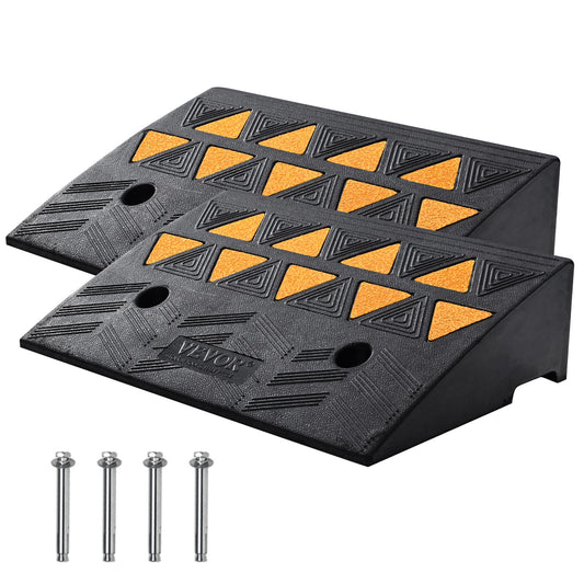 Rubber Edge Ramp 2-Pack, 5" Rise Height Heavy-Duty 33069 lbs/15 T Capacity Threshold Ramps, Driveway Ramps with Stable Grid Structure for Cars, Wheelchairs, Bicycles, Motorcycles