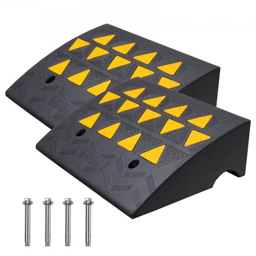 Rubber Curb Ramp 2 Pack, 6" Rise Height Heavy-Duty 33069 lbs/15 T Capacity Threshold Ramps, Driveway Ramps with Stable Grid Structure for Cars, Wheelchairs, Bikes, Motorcycles