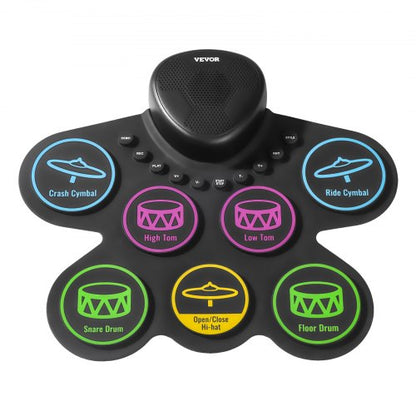 Electric Drum Set 7-Pads Children's Drum Set with Headphone Jack Pedals Speakers