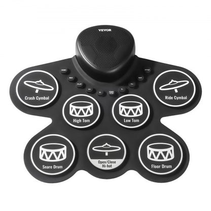 Electric Drum Set 7-Pads Children's Drum Set with Headphone Jack Pedals Speakers