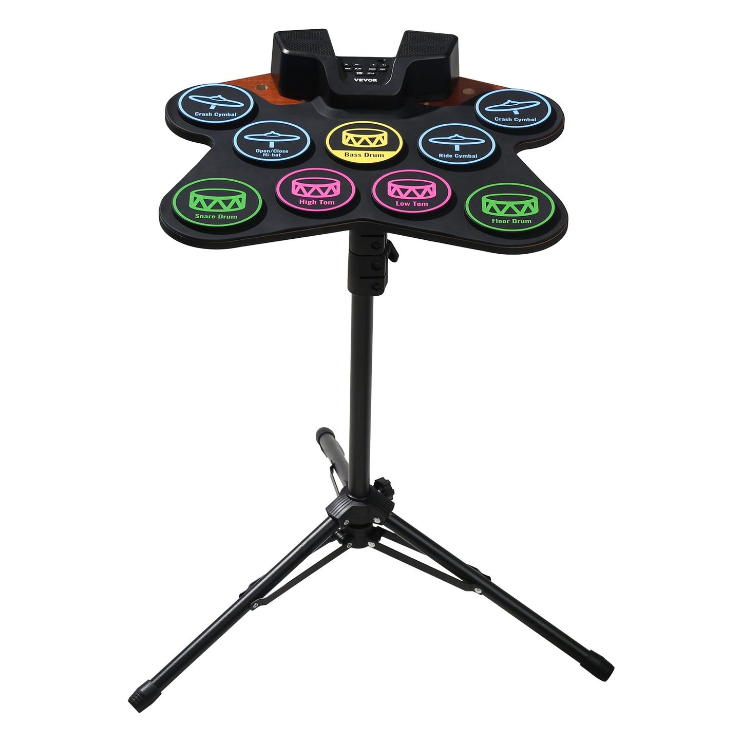 Electric Drum Set 9-Pads with Stand Dual Speakers Light Up Sticks for Kids