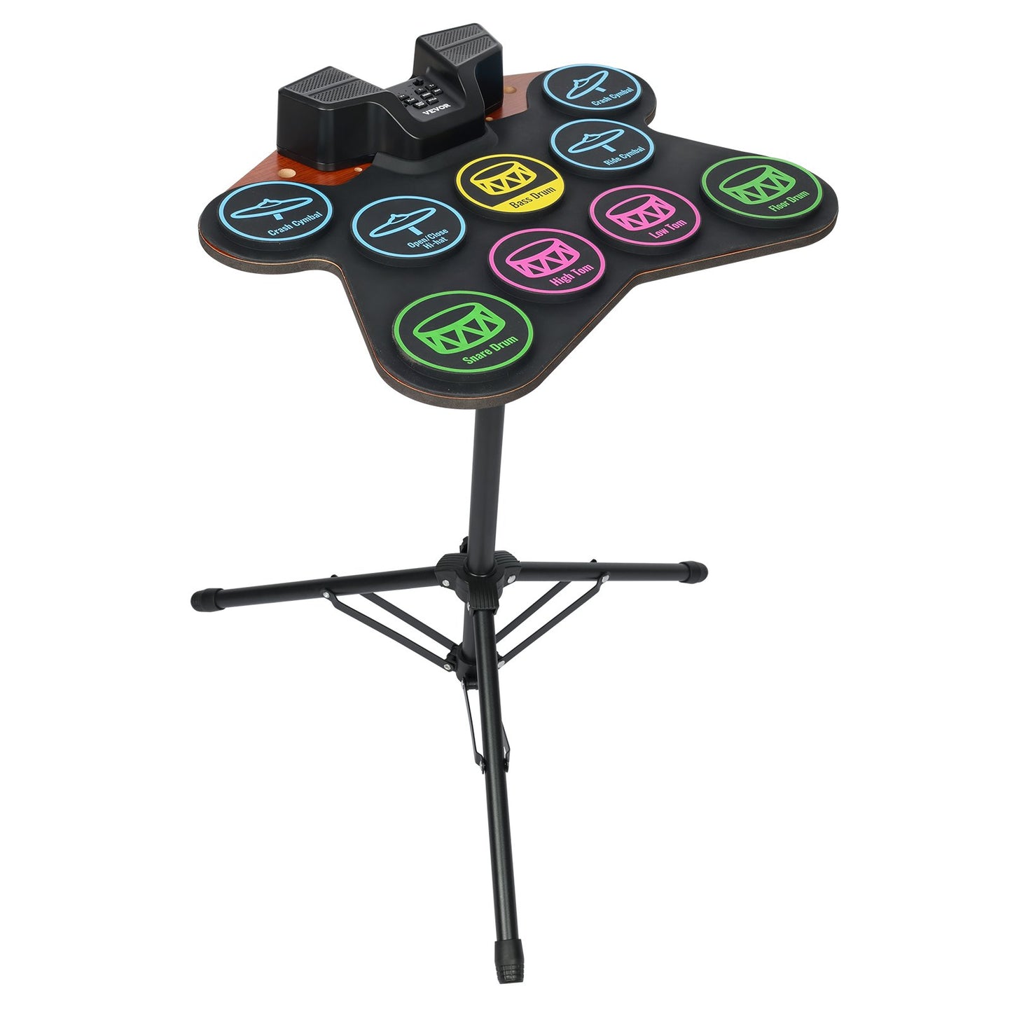 Electric Drum Set 9-Pads with Stand Dual Speakers Light Up Sticks for Kids