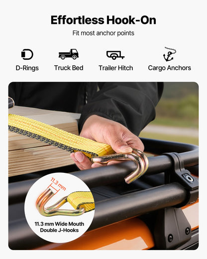 Ratchet Straps, 2 in x 30 ft, Heavy Duty Tie Down Straps with Double J Hook, 10,000 lbs Break Strength, Tie Down Ratcheting for Moving, Trailers, Motorcycles, Kayaks, Car Roof, 10 Pack