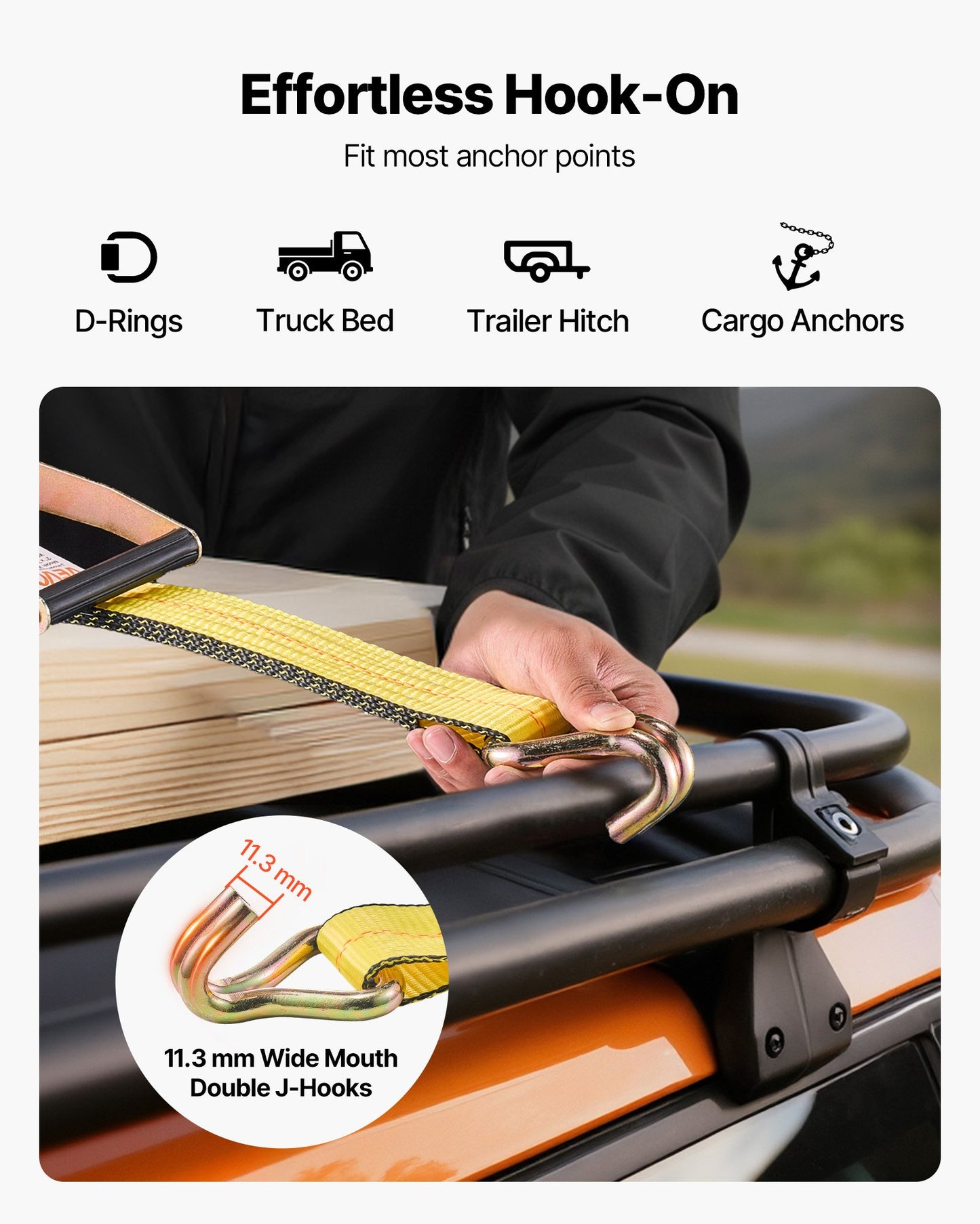 Ratchet Straps, 2 in x 30 ft, Heavy Duty Tie Down Straps with Double J Hook, 10,000 lbs Break Strength, Carry Bag, Tie Down Ratcheting for Moving, Trailers, Motorcycles, Kayaks, Car Roof, 4 Pack