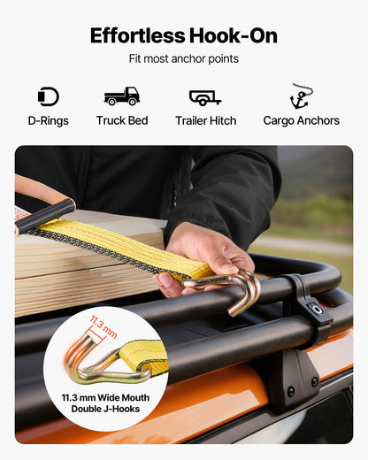 Ratchet Straps, 2 in x 30 ft, Heavy Duty Tie Down Straps with Double J Hook, 10,000 lbs Break Strength, Carry Bag, Tie Down Ratcheting for Moving, Trailers, Motorcycles, Kayaks, Car Roof, 4 Pack