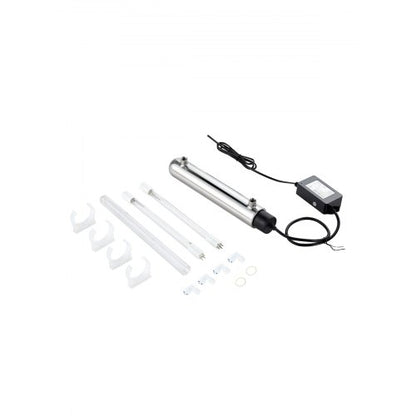 UV Water Purifier, 12W 1GPM, 110V Versatile Ultraviolet Water Purifier Filter with Stainless Steel Housing, Whole House UV Water Filter with Quartz Sleeve Fit for Shower/Drinking/Cleaning