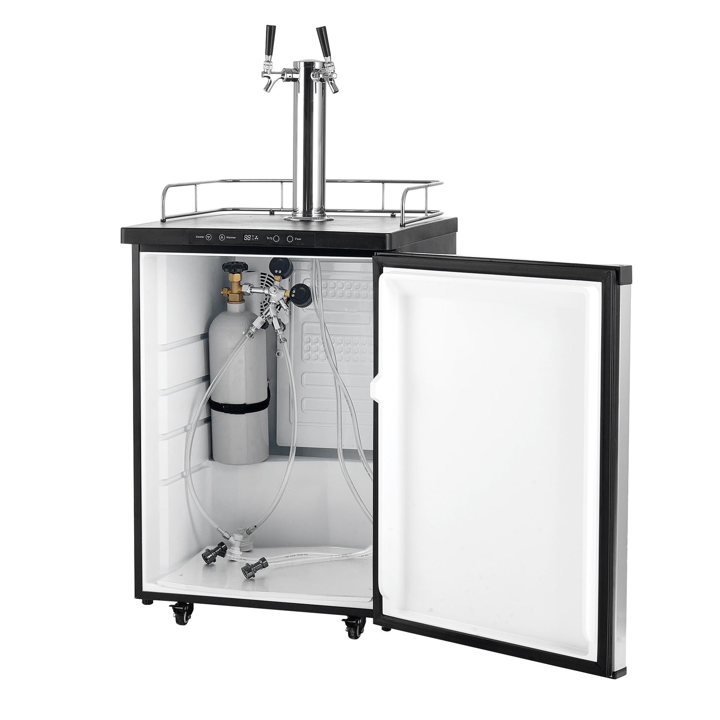 Beer Kegerator, Dual Tap Home Draft Beer Dispenser for Ball Lock, Full Size Keg Refrigerator with 5lbs CO2 Tank, Hold 2 Sixth / 2 Slim / 3 Ball lock keg, 162L