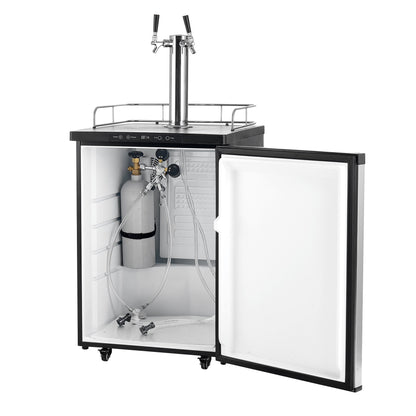 Beer Kegerator, Dual Tap Home Draft Beer Dispenser for Ball Lock, Full Size Keg Refrigerator with 5lbs CO2 Tank, Hold 2 Sixth / 2 Slim / 3 Ball lock keg, 162L