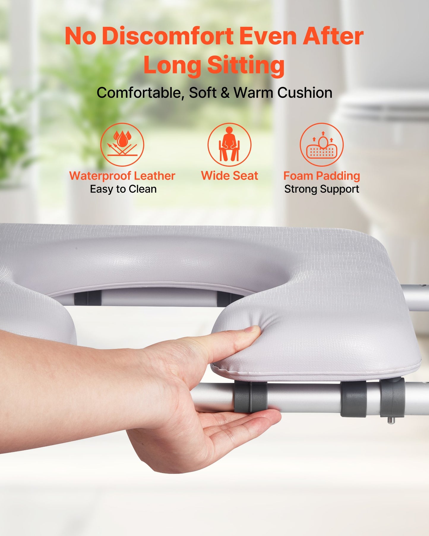 Raised Toilet Seat with Arms, 400 lbs Load Capacity, Adjustable Height and Width, Commode Cushion Padded Elevated Toilet Seat Riser with Handles for Seniors, Elderly, Handicap, Disabled, Adults
