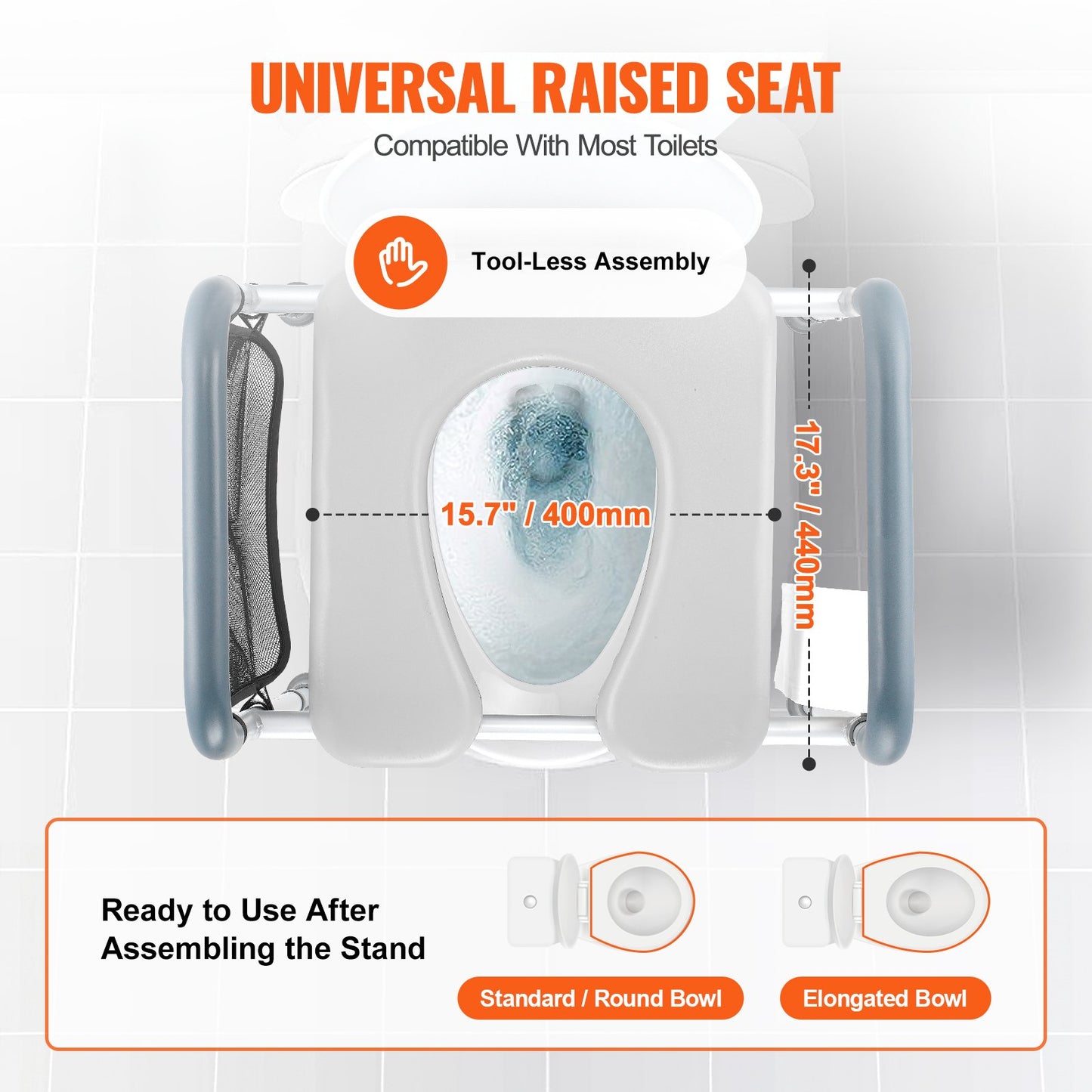 Raised Toilet Seat, 7-Position Height Adjustment 19.3" - 25.2", 350lbs Weight Capacity, with Comfort Padded Aluminum Frame, Universal Toilet Seat Riser, for Elderly, Handicap, Pregnant, Medical