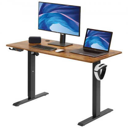 Height Adjustable Desk, 47.2 x 23.6 in, 3-Key Modes Electric Standing Desk, Whole Piece Desk Board, Sturdy Dual Metal Frame, Max. Loading 180 LBS Computer Sit Stand up Desk, for Home and Office