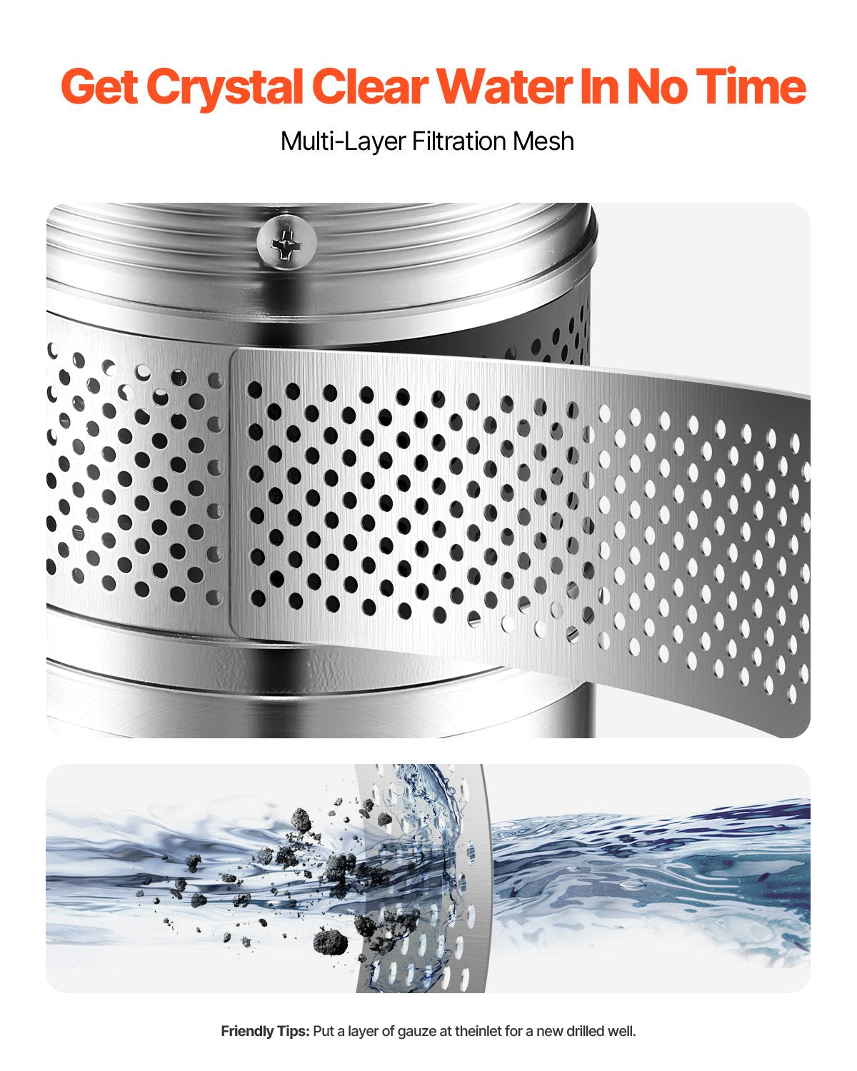 Deep Well Submersible Pump, 1.5 HP Output Power, 115V, 31.7 GPM Flow 276 ft Head, with 32.81 ft Cord, Stainless Steel Water Pump, for Industrial, Irrigation, and Home Use, IP68 Waterproof Grade