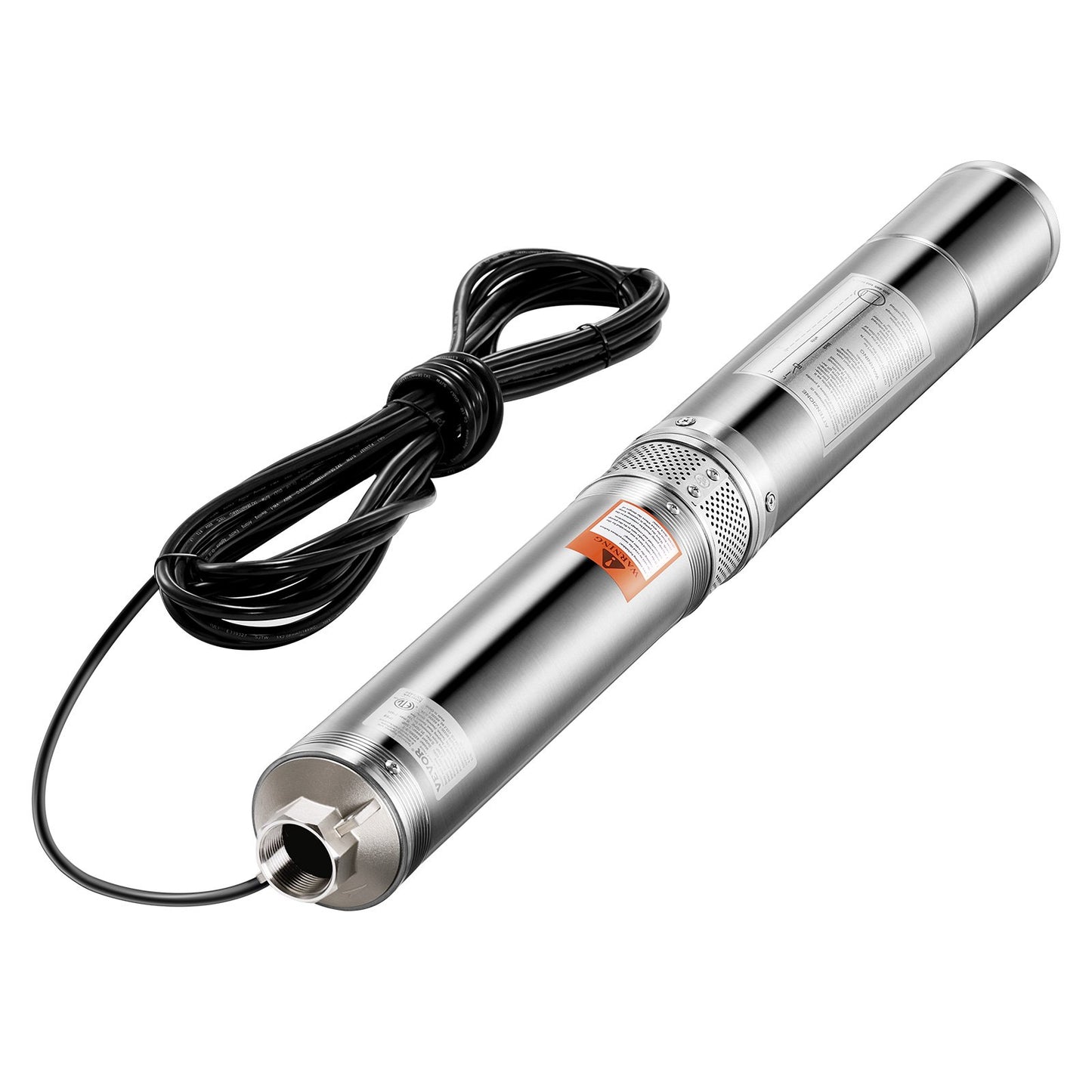 Deep Well Submersible Pump, 1.5 HP Output Power, 115V, 31.7 GPM Flow 276 ft Head, with 32.81 ft Cord, Stainless Steel Water Pump, for Industrial, Irrigation, and Home Use, IP68 Waterproof Grade